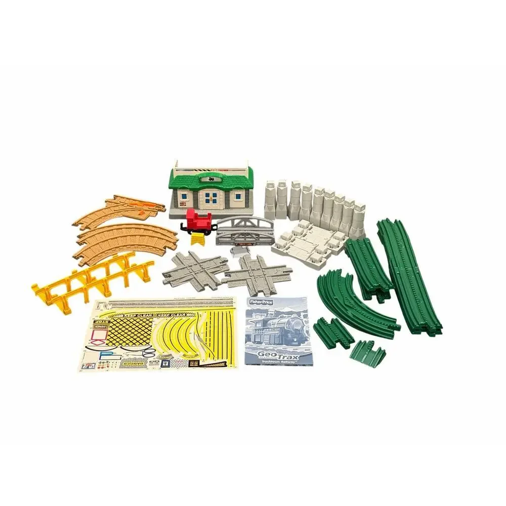 Fisher Price GEOTRAX Vintage 2003 Mixed Lot Of 34 Pieces: Tracks, Train Depot